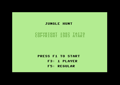 Jungle Hunt title screen for Commodore 64